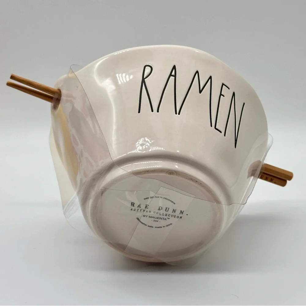 Rae Dunn RAMEN Japanese Style Soup Bowls with Chopsticks